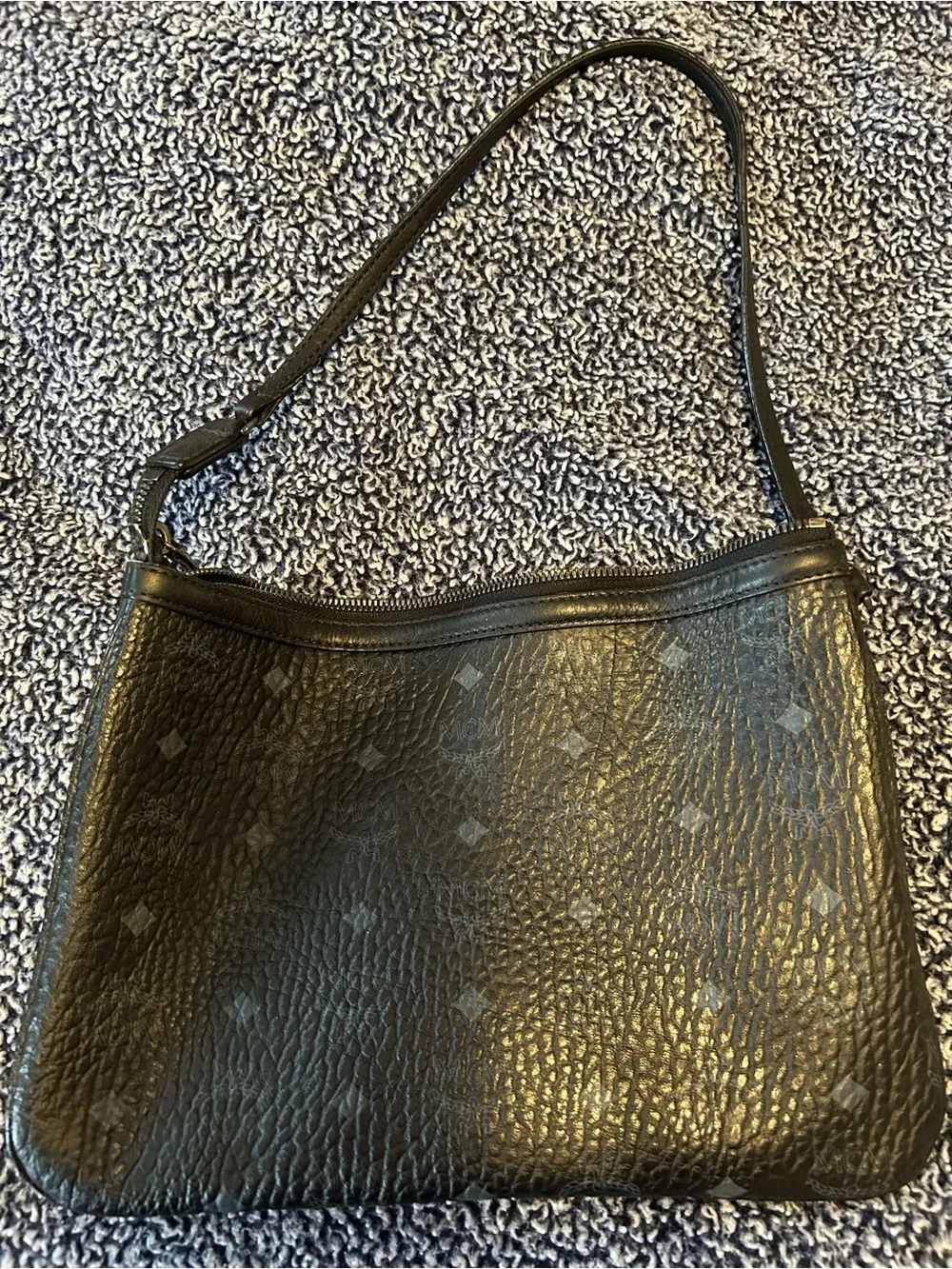 MCM Black Textured Leather Shoulder Bag